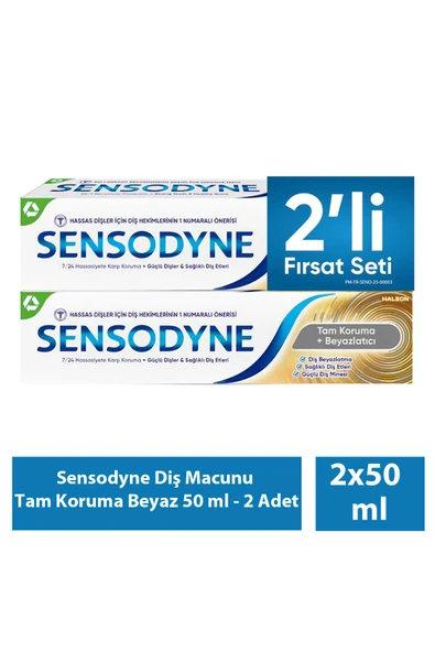 Sensodyne Diş Macunu Tam Koruma Beyaz 50 ml - 2 Adet ürün görseli 1