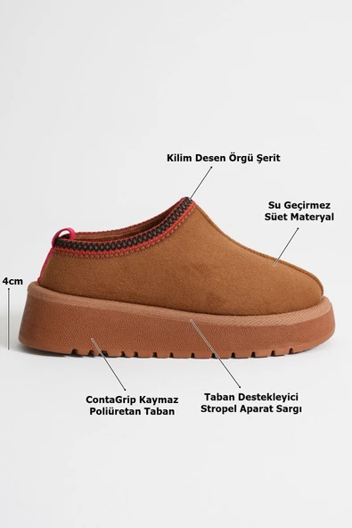 Asle Kadın Taba Kışlık Kürklü Terlik - Resim 4