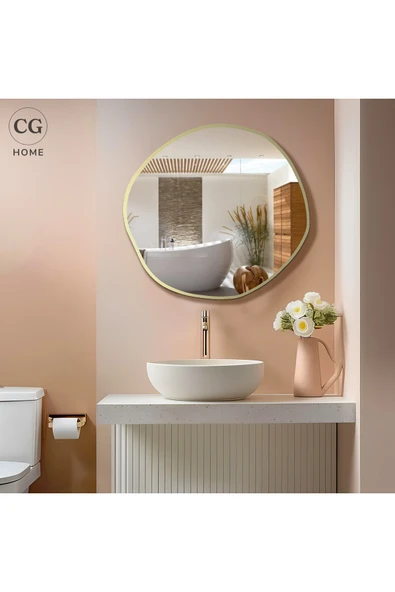 CG HOME asimetrik ayna, dekoratif ayna, duvar aynası, banyo aynası, holl aynası 70 cm - Resim 2