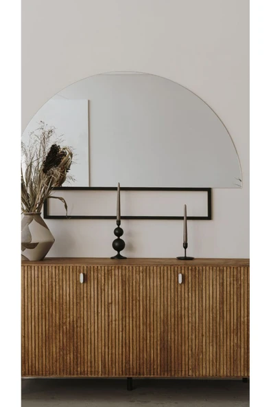 CG HOME Dekoratif D Model Duvar Aynası - Yatay & Dikey Kullanım - Yarımay Ayna - Şık Tasarım - Tam Boy Ayna - Resim 4