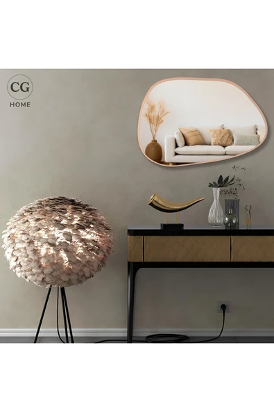 CG HOME Asimetrik Ayna, 75X55 cm, Konsol Aynası, Dresuar Aynası, Duvar Aynası, Şişecam Ayna - Resim 3