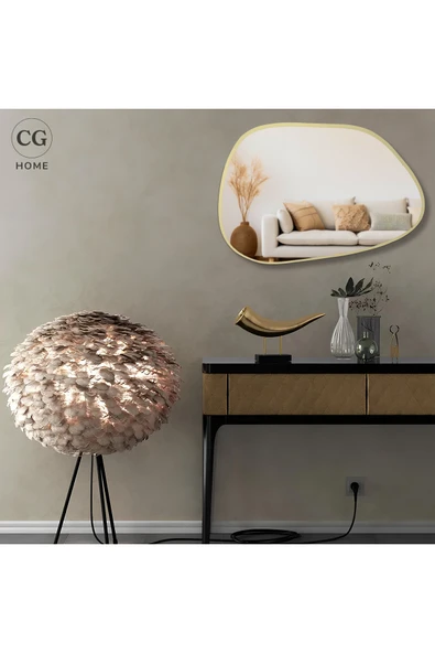 CG HOME Asimetrik Ayna, 75X55 cm, Konsol Aynası, Dresuar Aynası, Duvar Aynası, Şişecam Ayna - Resim 4