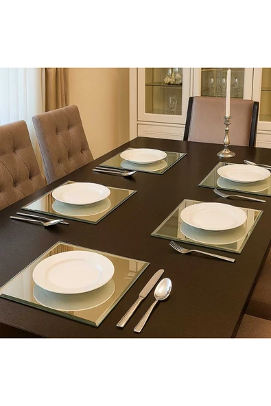 CG HOME Masa Üstü Ayna Bizoteli Ayna Aynalı Supla Kare Ayna 30X30 CM Bizoteli Ayna Şişecam Ayna - Resim 3