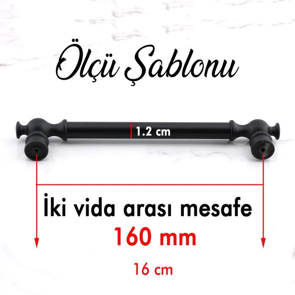 Mobilya Mutfak Çekmece Dolap Dolabı Kapak Kulpları Kulbu Kulpu 160 mm 160 cm Siyah Kulp Metal - Resim 3
