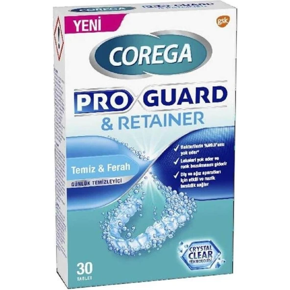 Corega Diş Aparat Temizleyici Proguard & Retainer 30'Lu ürün görseli