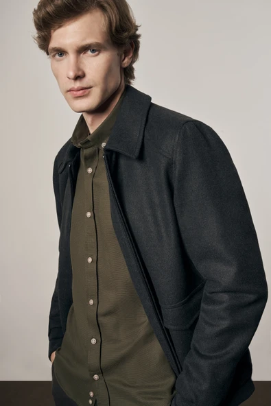 Antrasit Gömlek Yaka Casual Slim Fit Esnek Mont 1007255122