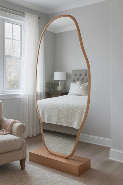 CG HOME Asimetrik Ayna, Ultralüx Boy Aynası, Boy Aynası, Ayaklı Boy Aynası, 188x66 Cm ürün görseli