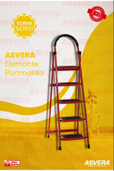 ASVERA Patika 5’li Ev Tipi Merdiven – Hafif, Kırmızı, Dayanıklı ve Estetik Tasarım ürün görseli
