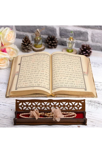 Hediyelik Kur'an-ı Kerim Raşel Gold Orta B. Tespihli Ah.kutu - Resim 3