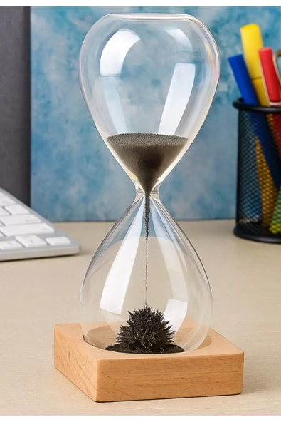 Dekoratif Ofis Hediyesi Kum Saati Dekoratif Mıknatıslı Manyetik Kum Saati Ofis Masa Üstü Hediyelik - Resim 2