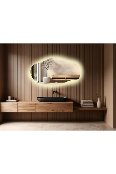 CG HOME Boy Aynası Ledli, Asimetrik Ayna, Asimetrik Boy Aynası, Ledli Ayna, Duvar Aynası, Günışığı Led ürün görseli