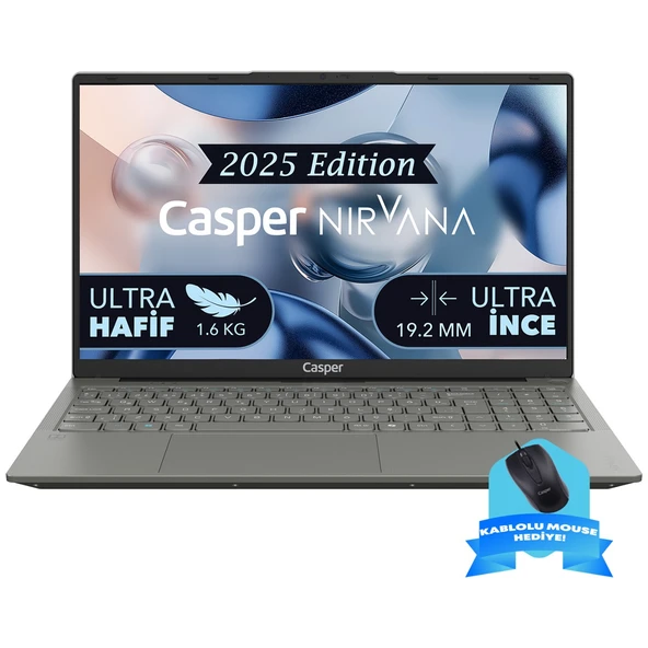 Casper Nirvana X600.1362-BV00A-G-F-KM35S Intel Core I7-13620H 16GB Ram 500GB Nvme SSD 15,6 " Windows 11 Home Taşınabilir Bilgisayar + Kablolu Mouse - Resim 2