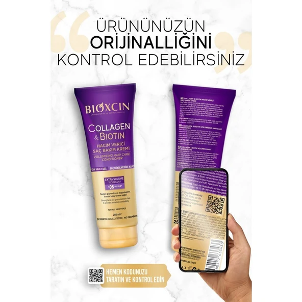 Bioxcin Sülfatsız Saç Bakım Kremi 250 ml Kolajen Biotin İçerikli İnce Telli Saçlara Hacim Dolgunluk - Resim 5