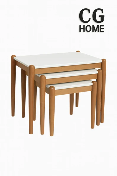 CG HOME ADA Zigon Sehpa Üçlü Lüx %100 Ağaç Lake Boyalı Sehpa ürün görseli