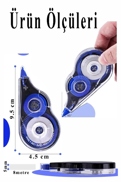 Şerit Daksil 5mmx8 Metre 2 Adet Şerit Düzeltici Fixpoint Şerit Silici Yazı Silici Büro Ofis Okul - 3