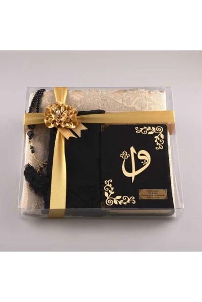 Şal Seccade Tesbih Kuran Hediye Set (ÇANTA B, KDF, SİYAH-1) ürün görseli