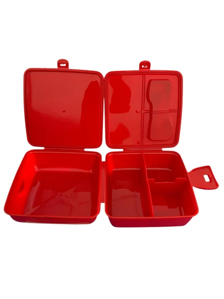 Beslenme Kutusu 4 Bölmeli Cars Kırmızı Renk Erkek Figürlü 1 Adet Yemek Saklama Kabı Beslenme Çantası - 3
