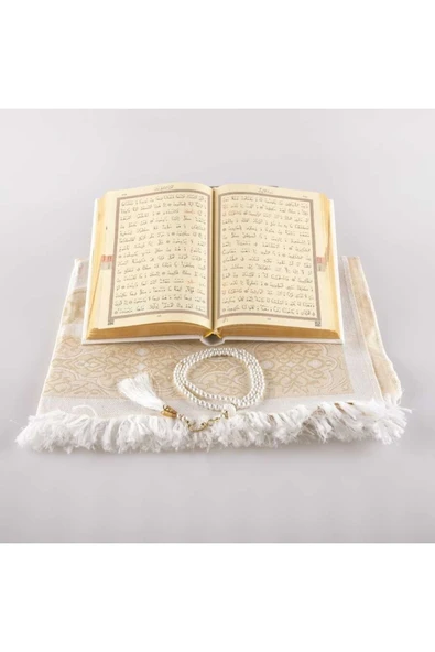 Seccade + Tesbih + Kuran Hediye Seti (hafız Boy, Beyaz-1) - Resim 3