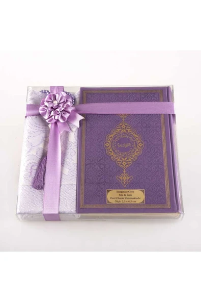 Seccade + Tesbih + Kuran Hediye Seti (orta Boy, Lila) ürün görseli