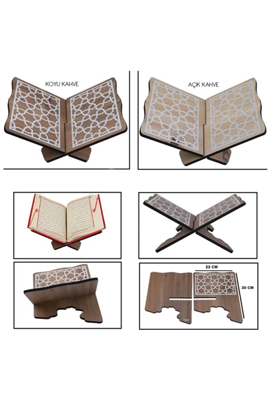 Portatif Ahşap Masa Üstü Rahle Koyu Kahve - Resim 4