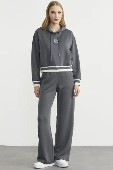 Kapüşonlu Rahat Kalıp Scuba Eşofman Takım - Antrasit ürün görseli