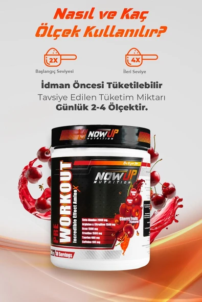 NOWUP NUTRITION Performansını Artır Kombinasyon Paketi | Eaa 360g Pre-workout 360g | Kas Gelişimi - Resim 5