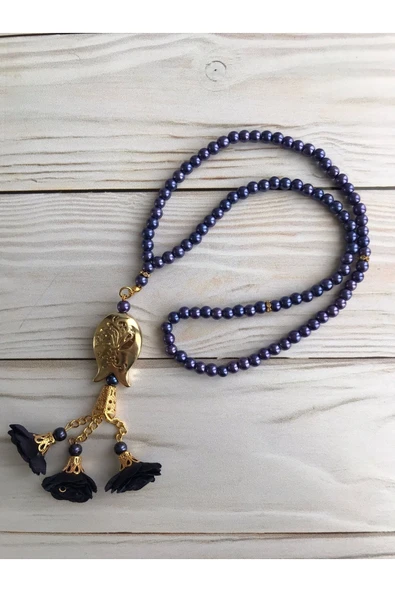 Lüks Güpürlü Şal Lüks Güllü Inci Tesbih Çeyizlik Bohça Ev Konsept - Resim 2