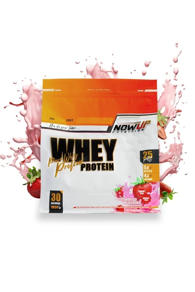 NOWUP NUTRITION %100 Whey Protein Tozu 1050 gr | Çilek Aromalı | Kas Gelişimi | 25g Protein ürün görseli
