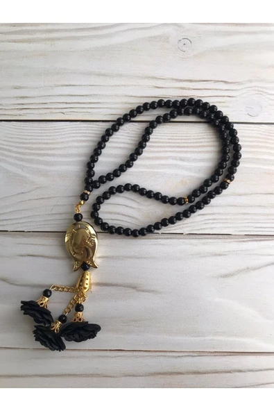 Lüks Güpürlü Şal Lüks Güllü Inci Tesbih Çeyizlik Bohça Ev Konsept - Resim 2