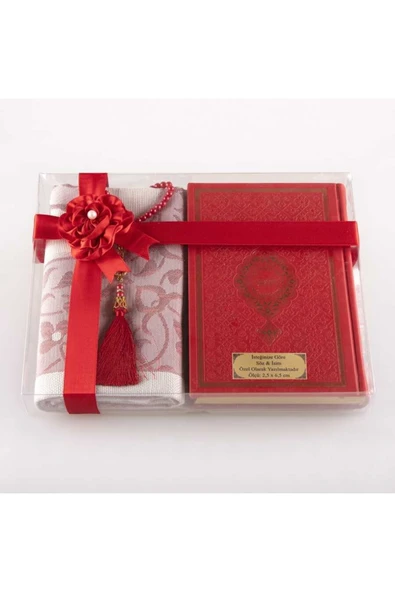 Seccade + Tesbih + Kuran Hediye Seti (hafız Boy, Kırmızı) ürün görseli