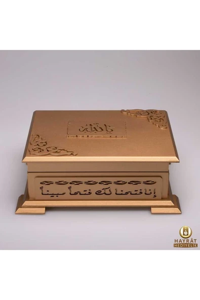 Şal Tesbih Kuran Hediye Seti (HAFIZ BOY, AHŞAP KUTULU, KADİFE, VİZON) - Resim 4