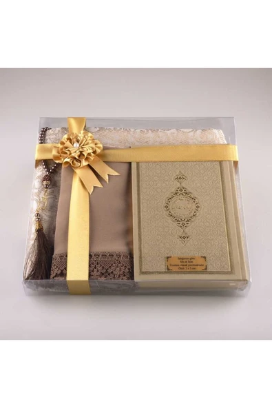 Şal + Seccade + Tesbih + Kuran Hediye Seti (hafız Boy, Vizon) ürün görseli