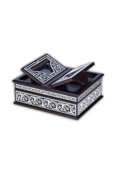 İç Kanat Sandıklı Siyah Kaplama Gümüş Kur'an-ı Kerim (ÇANTA BOY) ürün görseli