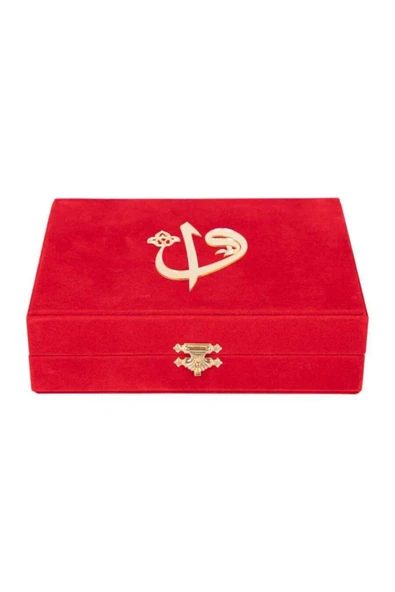 Kadife Kutulu Kur'an-ı Kerim (büyük Cep Boy, Elif-vavlı, Kırmızı) - Resim 3