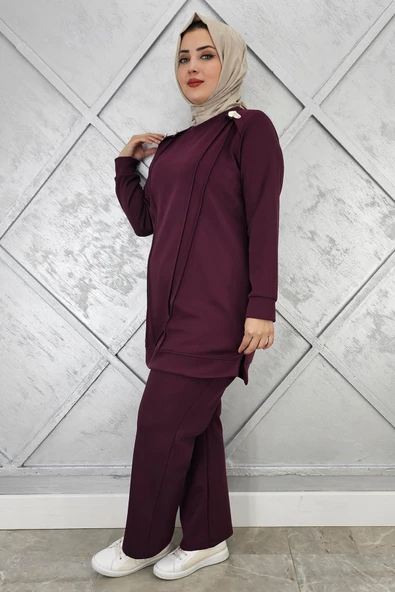 KADIN DÜĞME DETAYLI NERVÜR DİKİM TESETTÜR TAKIM ürün görseli