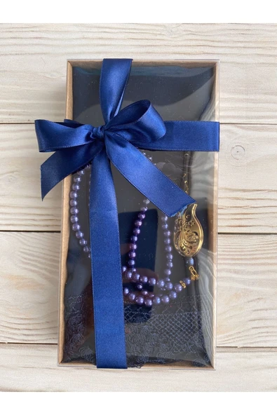 Lüks Güpürlü Şal Lüks Güllü Inci Tesbih Çeyizlik Bohça Ev Konsept ürün görseli