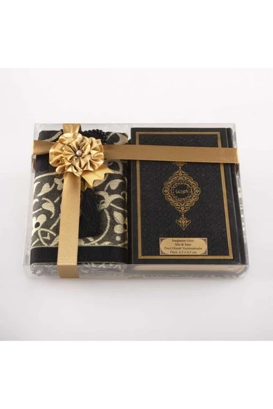 Seccade + Tesbih + Kuran Hediye Seti (hafız Boy, Siyah) ürün görseli