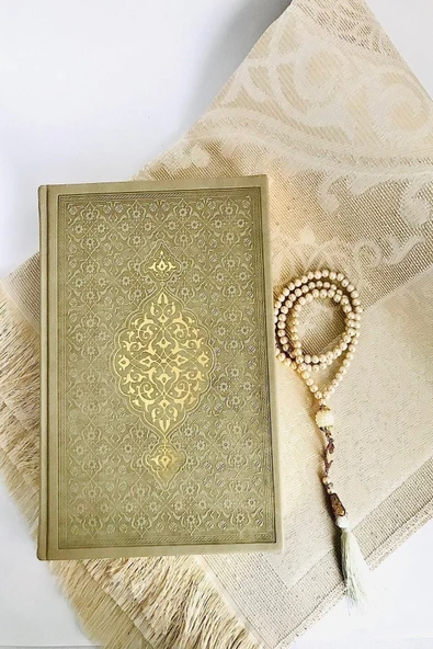 Orta Boy( 16x24 Cm)termo Deri Kuran-ı Kerim Vizon,seccade,inci Tesbih Set - Resim 2