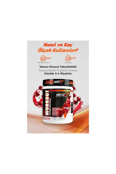 NOWUP NUTRITION Pre-Workout Incredible Effect | Güç, Enerji ve Artışı | 360 gr | Vişne Aromalı - Resim 4