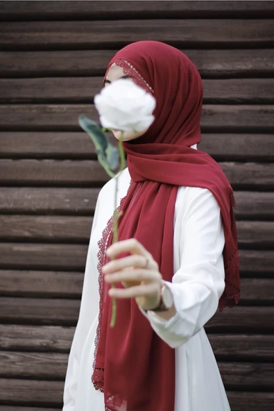 Baş Örtüsü Iğne Oyası Namaz Örtüsü, Mevlüt Örtüsü Bordo ürün görseli