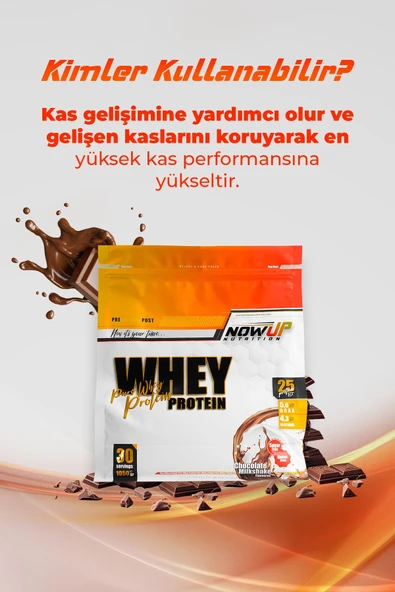 NOWUP NUTRITION %100 Whey Protein Tozu 1050 gr | Çikolata Aromalı | Kas Gelişimi Ve Onarım - Resim 2