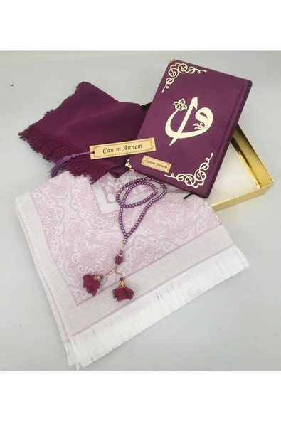 Mürdüm Hediye Kuranı Kerim Seti Örtü Tespih Seccade Ayraç - Resim 3