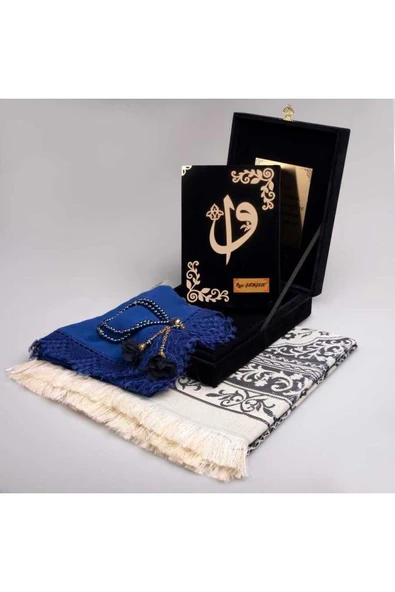 Şal Seccade Tesbih Kuran Set (ÇANTA BOY, PLAKET , LACİVERT) ürün görseli