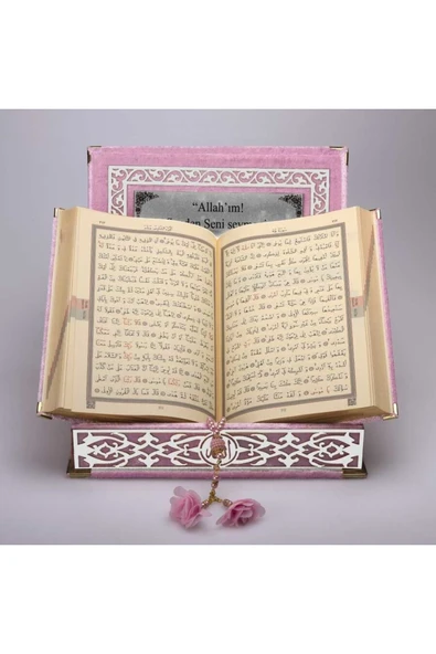 Tesbih + Kuran Hediye Seti (orta Boy, Bebe Pembe, Gümüş Pleksi) - Resim 4