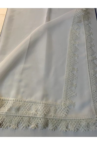 Baş Örtüsü Iğne Oyası Namaz Örtüsü, Mevlüt Örtüsü Krem - Resim 3