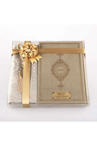 Seccade + Tesbih + Kuran Hediye Seti (orta Boy, Vizon) ürün görseli