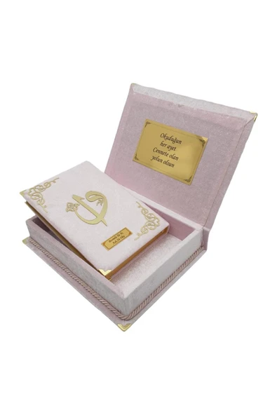 Dini Hediye Özel Kadife Kutulu Pudra Kelime Mealli Kuranı Kerim - Resim 2