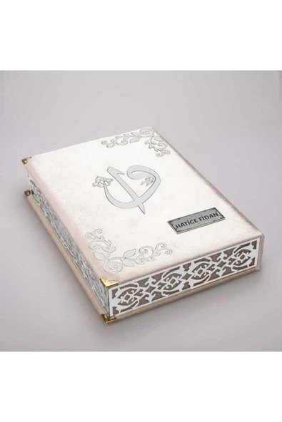 Tesbih Kuran Hediye Seti (ORTA BOY, ELİFVAV, GÜMÜŞ PLEKSİ, RAŞEL KUTU, KREM) - Resim 2