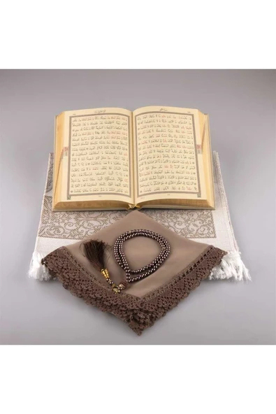 Şal + Seccade + Tesbih + Kuran Hediye Seti (hafız Boy, Vizon) - Resim 3