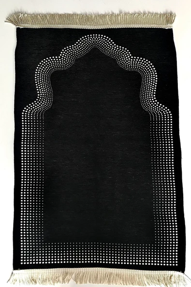 Siyah Termo Deri Kuran-ı Kerim ,az Desenli Şönil Seccade, Inci Tesbih Set - Resim 5